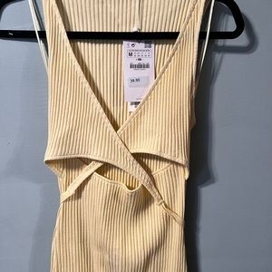 NWT Zara light yellow midi dress